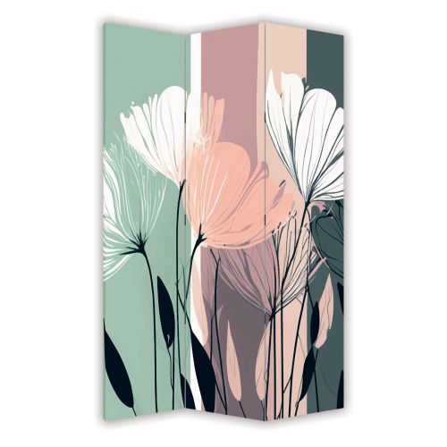 P9282 Decorative Screen Room divider Abstract flowers in pastel colors (3,4,5 or 6 panels)