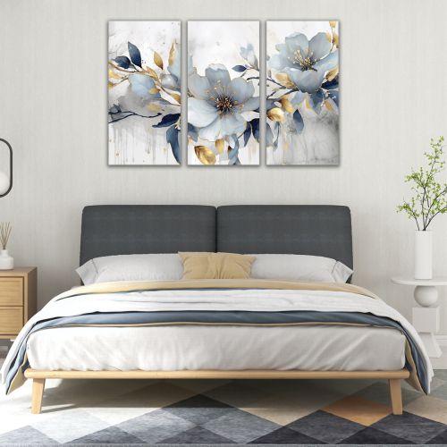 1052 Wall art decoration (set of 3 pieces) Abstraction with flowers