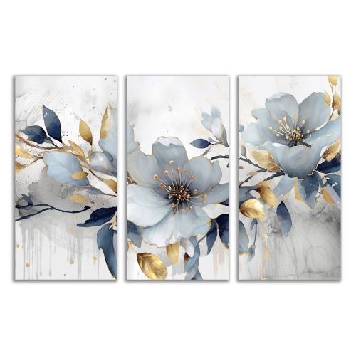 1052 Wall art decoration (set of 3 pieces) Abstraction with flowers