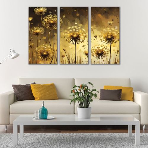 1054 Wall art decoration (set of 3 pieces) Abstraction with dandelions