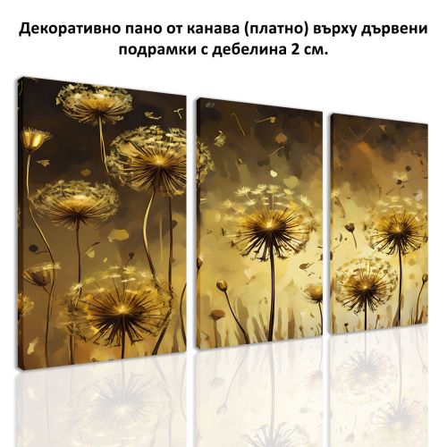 1054 Wall art decoration (set of 3 pieces) Abstraction with dandelions