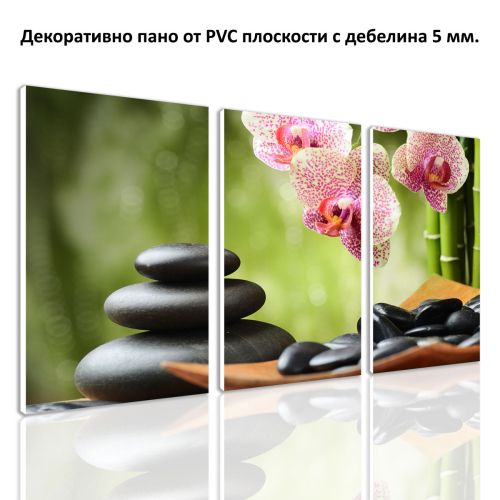 0120  Wall art decoration (set of 3 pieces) SPA stones and orchids