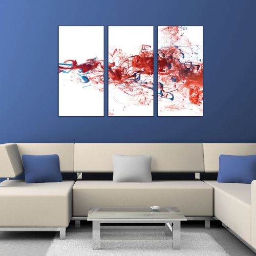 0269 AbstractWall art decoration (set of 3 pieces) White, red and blue