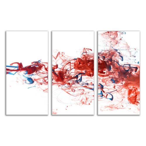 0269 AbstractWall art decoration (set of 3 pieces) White, red and blue