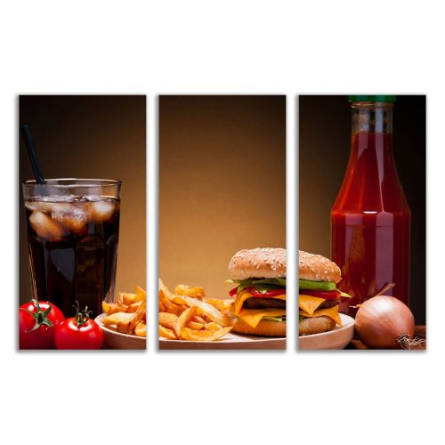 0494 Wall art decoration (set of 3 pieces) Burger menu