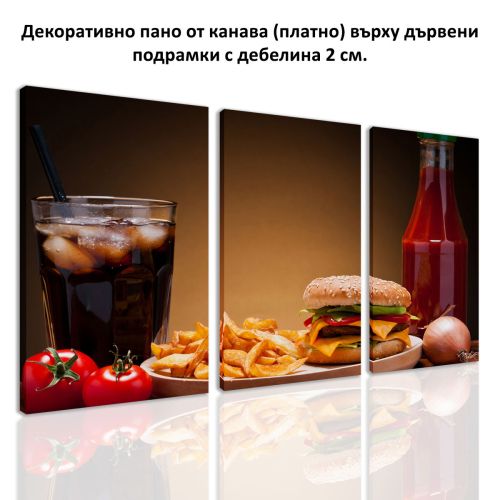 0494 Wall art decoration (set of 3 pieces) Burger menu