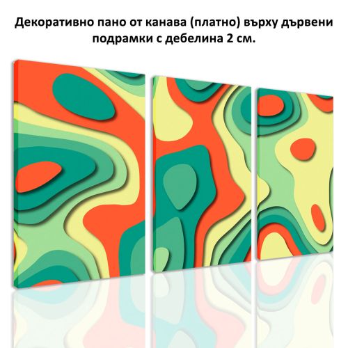 9112 Картина пано от 3 части Абстракция в летни цветове от канава