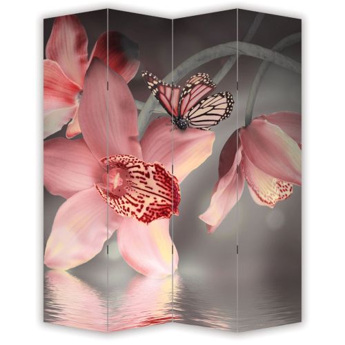 P0612 Decorative Screen Room divider Orchids and butterflies (3,4,5 or 6 panels)