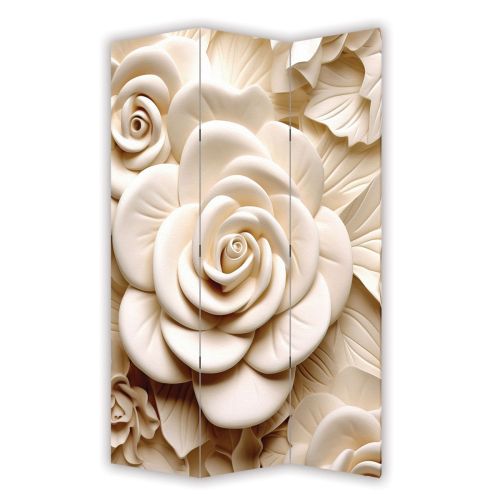 P9261 Decorative Screen Room divider 3D Beige roses (3, 4, 5 or 6 panels)