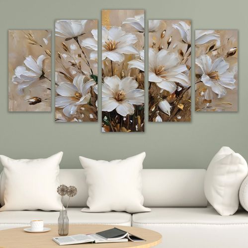 1066 Wall art decoration (set of 5 pieces) Flowers art