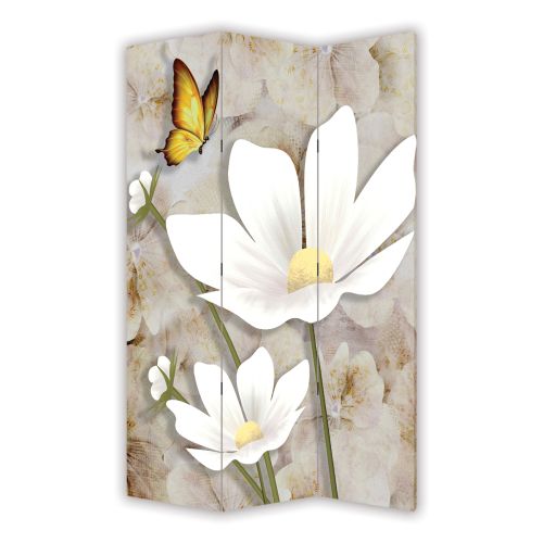 P9296 Decorative Screen Room divider 3D Abstraction with white flowers (3,4,5 or 6 panels)