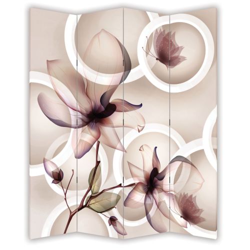 P9155 Decorative Screen Room divider 3D Flowers and circles (3,4,5 or 6 panels)