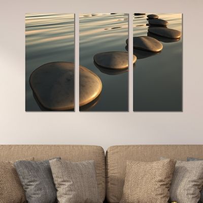 canvas wall art set step stones in the sea