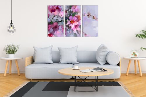 0960 Wall art decoration (set of 3 pieces) Abstraction with flowers