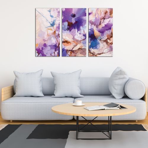 0961 Wall art decoration (set of 3 pieces) Abstraction with flowers