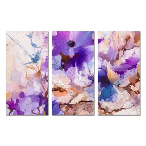 0961 Wall art decoration (set of 3 pieces) Abstraction with flowers