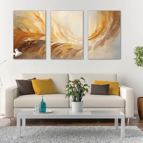 0968  Wall art decoration (set of 3 pieces) Golden touch