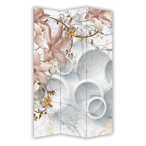 P9017 Decorative Screen Room divider 3D Circles and vintage flowers (3, 4, 5 or 6 panels)