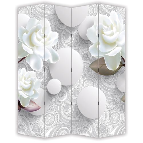 P9156 Decorative Screen Room divider 3D Flowers and spheres (3, 4, 5 or 6 panels)