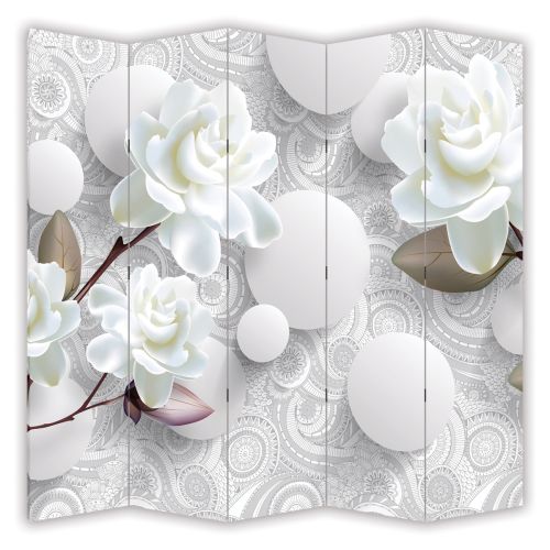 P9156 Decorative Screen Room divider 3D Flowers and spheres (3, 4, 5 or 6 panels)