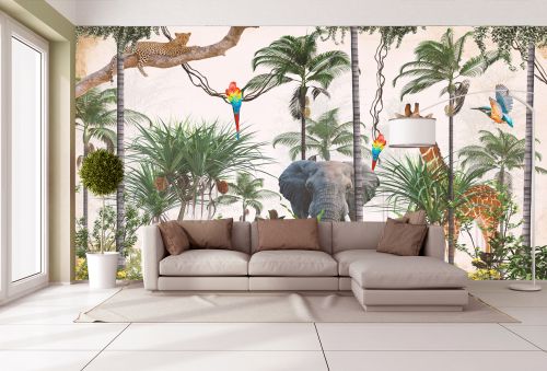 T9236 Wallpaper Tropical landscape with animals