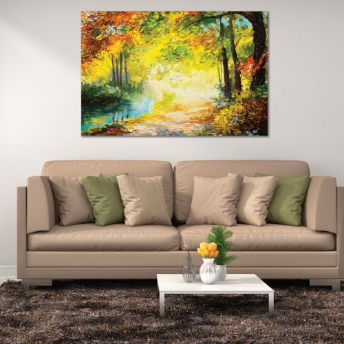 0981 Wall art decoration Colorful forest landscape with river