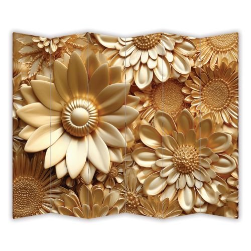 P9234 Decorative Screen Room divider 3D Golden Flowers (3, 4, 5 or 6 panels)