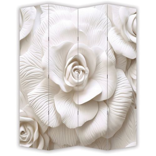 P9238 Декоративен параван 3D Бели рози (3, 4 , 5 или 6 части)
