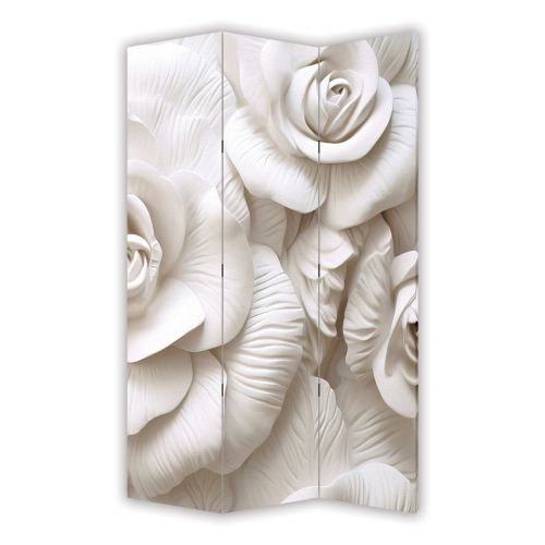 P9238 Decorative Screen Room divider 3D White roses (3, 4, 5 or 6 panels)