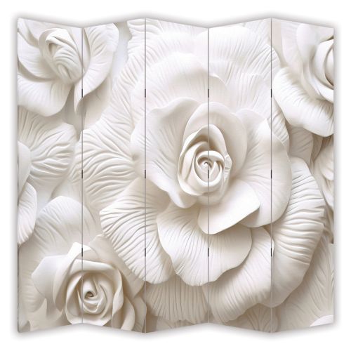 P9238 Decorative Screen Room divider 3D White roses (3, 4, 5 or 6 panels)