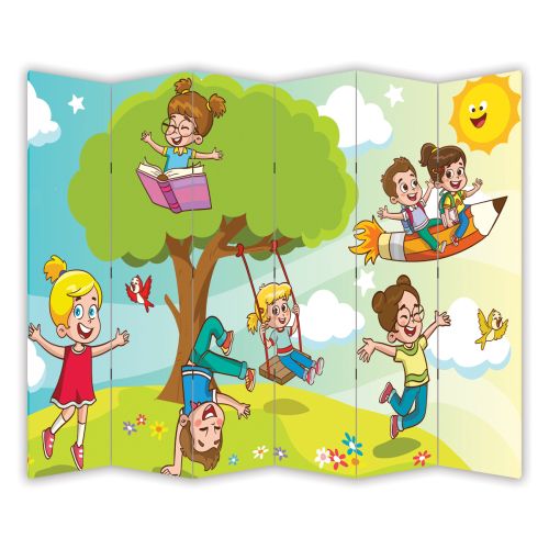 P9243 Decorative Screen Room divider Happy kids (3,4,5 or 6 panels)