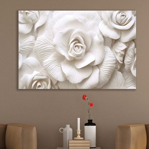 9238 Wall art decoration 3D White roses
