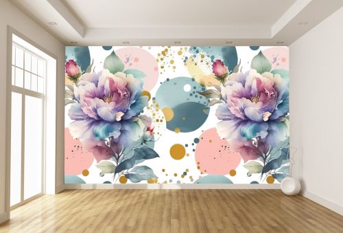 T0986 Wallpaper Roses in pasel colors