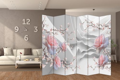 P0997 Decorative Screen Room divider Abstraction with roses (3,4,5 or 6 panels)