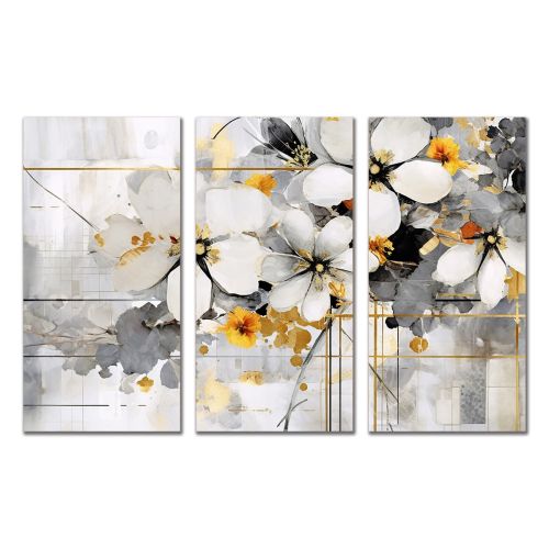 1006 Wall art decoration (set of 3 pieces) Abstraction with flowers