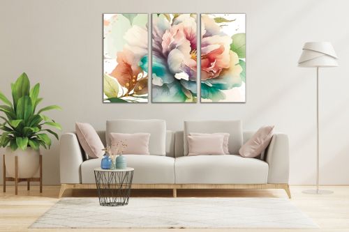 1011 Wall art decoration (set of 3 pieces) Roses in pastel colors