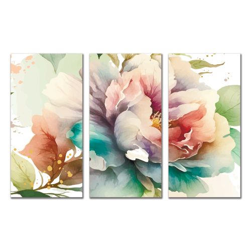 1011 Wall art decoration (set of 3 pieces) Roses in pastel colors