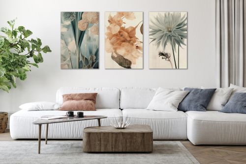 1012 Wall art decoration (set of 3 pieces) Flowers