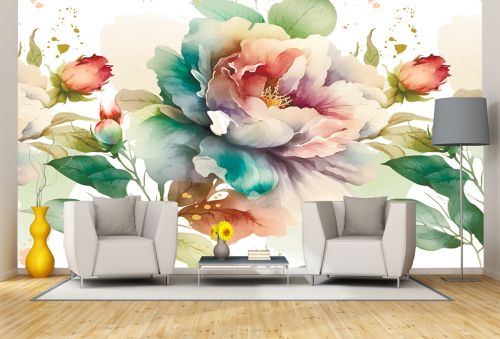 T1011 Wallpaper Roses in pasel colors