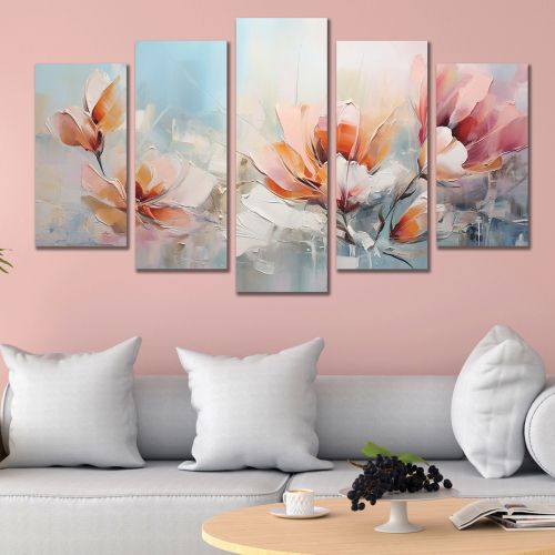 1016 Wall art decoration (set of 5 pieces) Flowers art