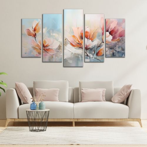 1016 Wall art decoration (set of 5 pieces) Flowers art