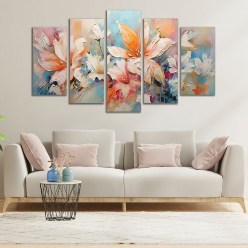 1017 Wall art decoration (set of 5 pieces) Flowers art