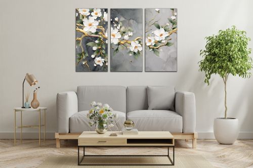 1018 Wall art decoration (set of 3 pieces) Abstraction with flowers