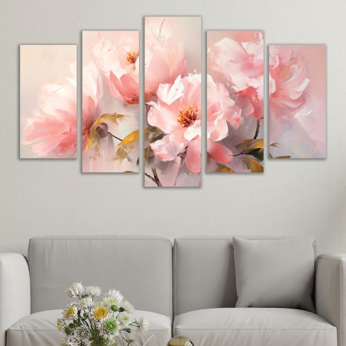 1019 Wall art decoration (set of 5 pieces) Flowers art