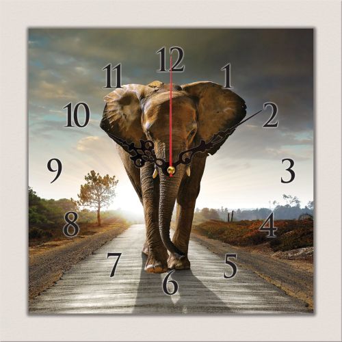 C0426_1 Clock with print Elephant