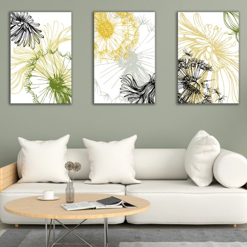 1022 Wall art decoration (set of 3 pieces) Dandelions