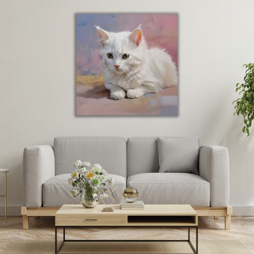 1029 Wall art decoration White cat