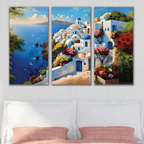 1035 Wall art decoration (set of 3 pieces) Santorini-Greece