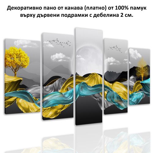 9184 Wall art decoration (set of 5 pieces) Abstract landscape