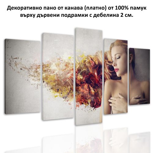 0857  Wall art decoration (set of 5 pieces) Abstraction Color hair